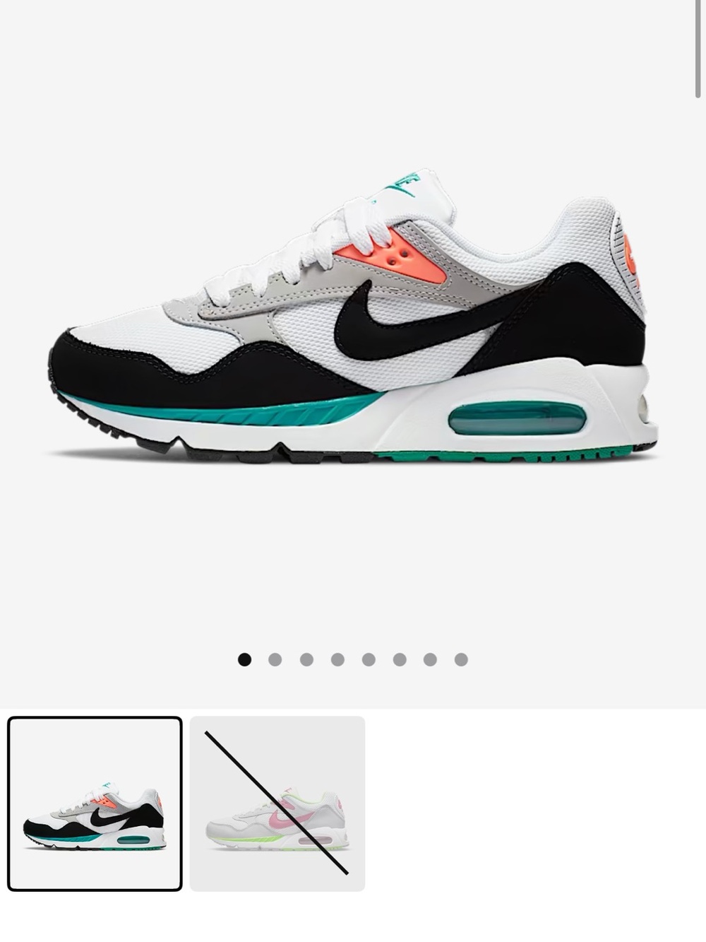 Nike Air Max Women’s White Sneakers with Black, Gray and Teal Accents - Picture 2 of 6